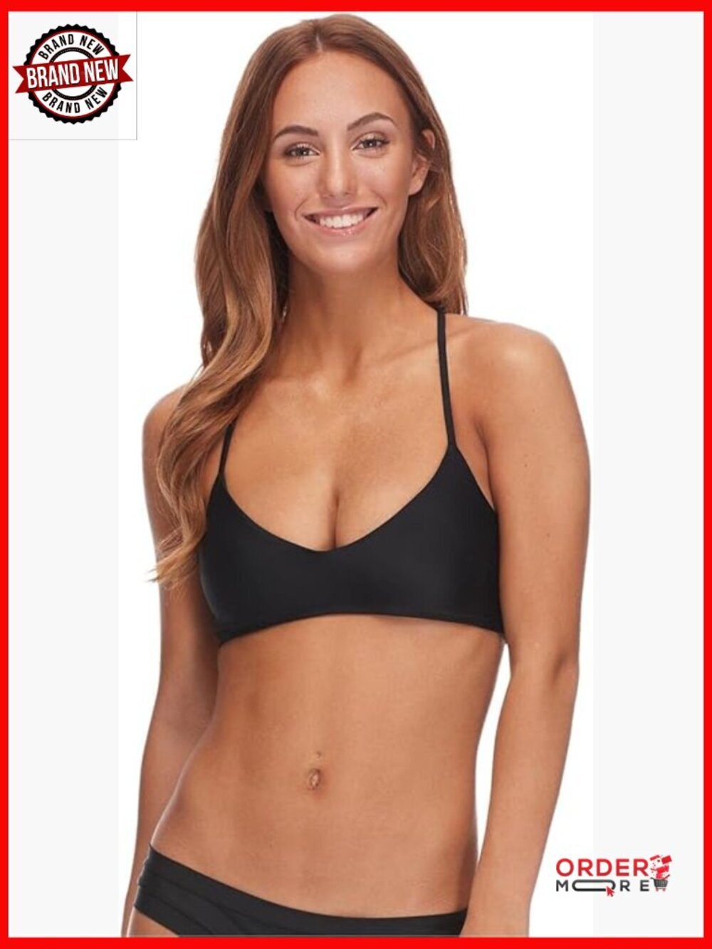 Strappy Back Triangle Bikini Top with Removable Pads UPF 50